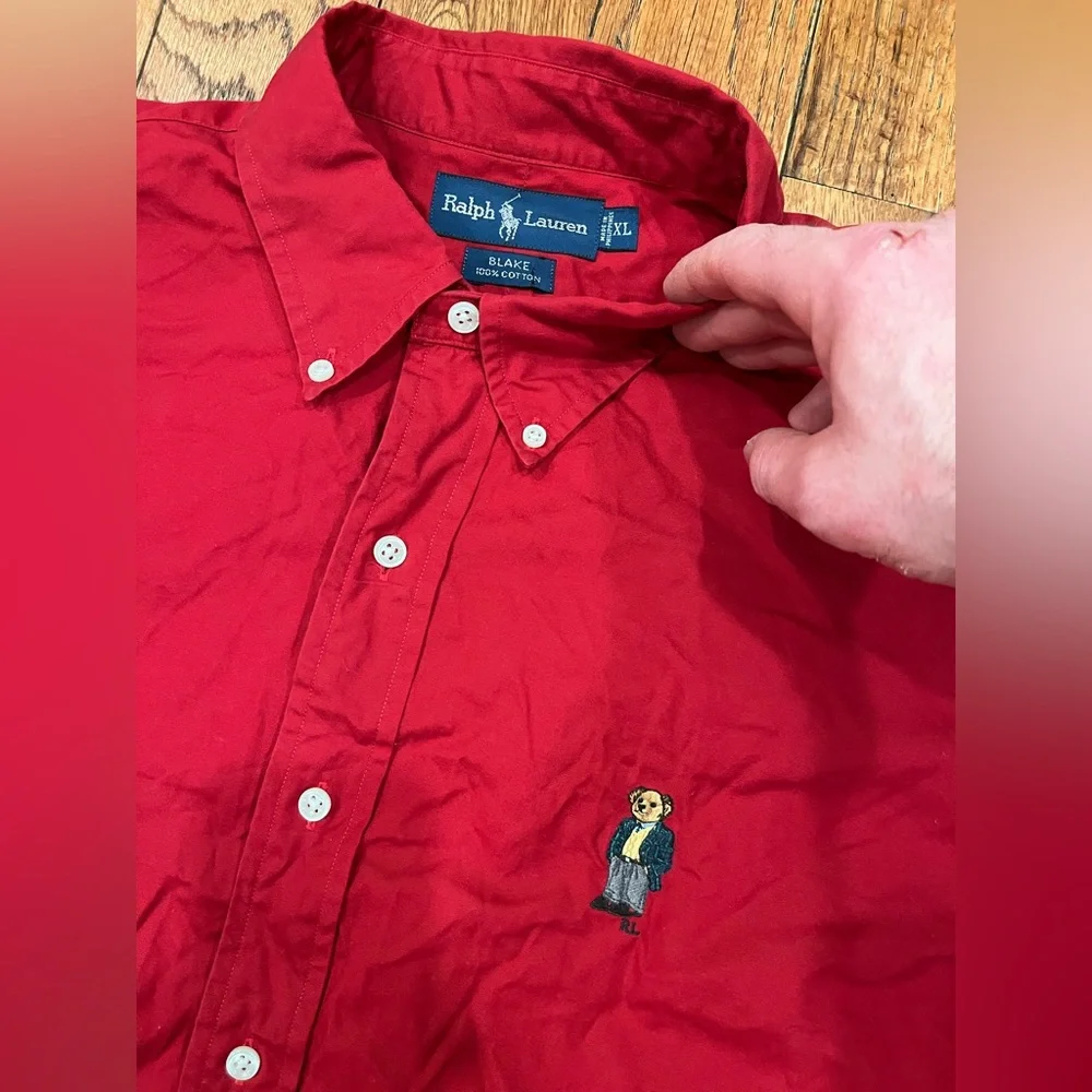 Ralph Lauren Button Down Up Shirt Long Sleeve Polo Blake XL RL Polo Bear - Picture 3 of 8